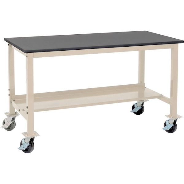 Global Industrial Mobile Lab Workbench, 60 x 30in, Phenolic Safety Edge, Tan 237383ALTN - main